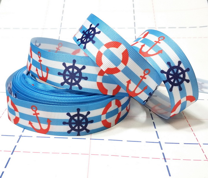 669 25мм Репсовая лента с рисунком 23м (+-1м) Якоря