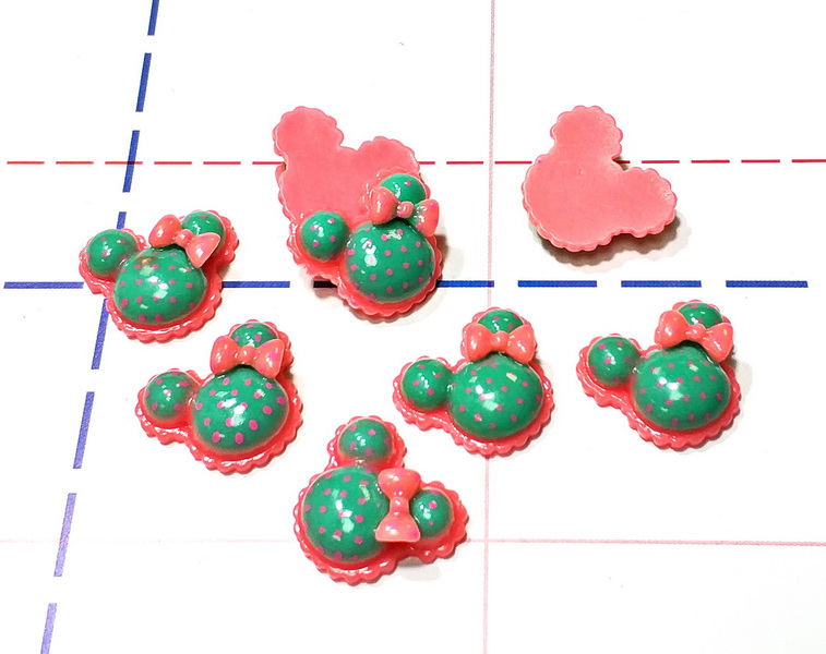 070 Кабошон Микки 16*20 мм бирюза/коралл