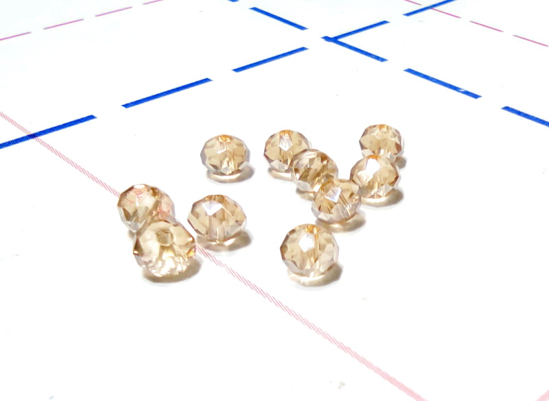 24 Бусы стеклянные 4мм RONDELLE 10шт/уп Перламутр Бежевый