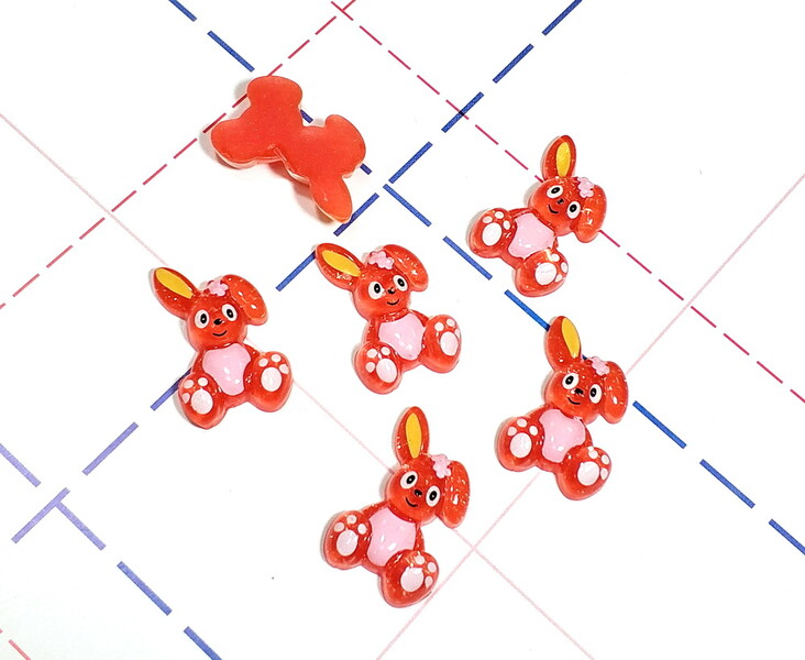 095 Кабошон Зайка 27*18 мм томатный