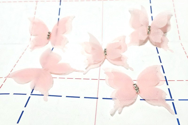 Бабочки шифоновые трехслойные 5см Розовый