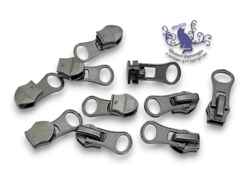 Т7 Витая Бегунок Автомат LOGO 10шт/уп Темный никель