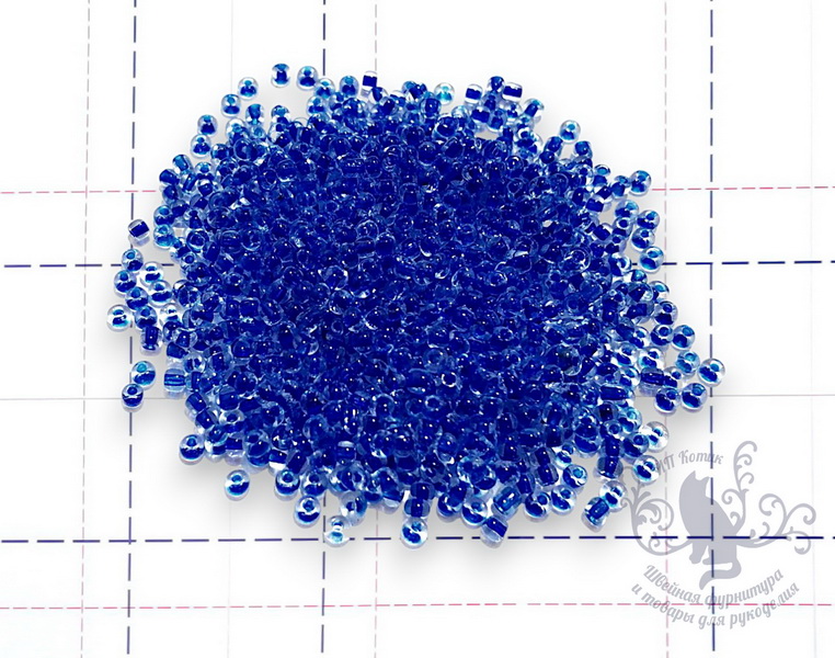 134В Бисер р.12 Прозрачный с цветной серединой__УПАКОВКА 450(+-5гр)гр