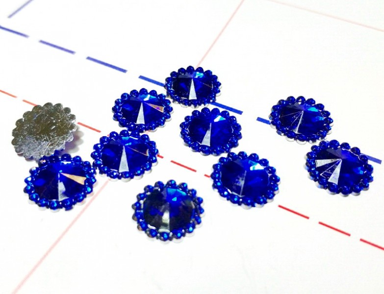 12 мм Стразы клеевые тип Ц Круг 10шт/уп Синий