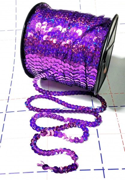 Пайетки на нитке Голография/Фиолетовый_Упаковка 10 метров