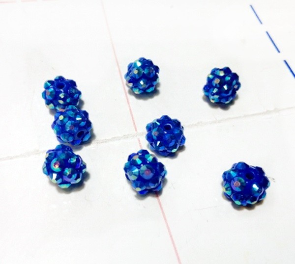 Бусина пластик Шамбола Шар-стразы 10 мм Синий