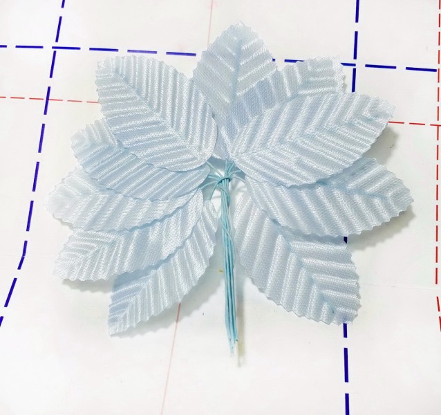 №10 Листья тканевые текстурированные 1 лист Голубой