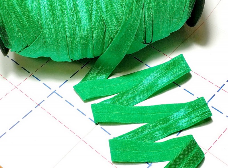 Косая бейка Эластичная 15 мм Зеленый