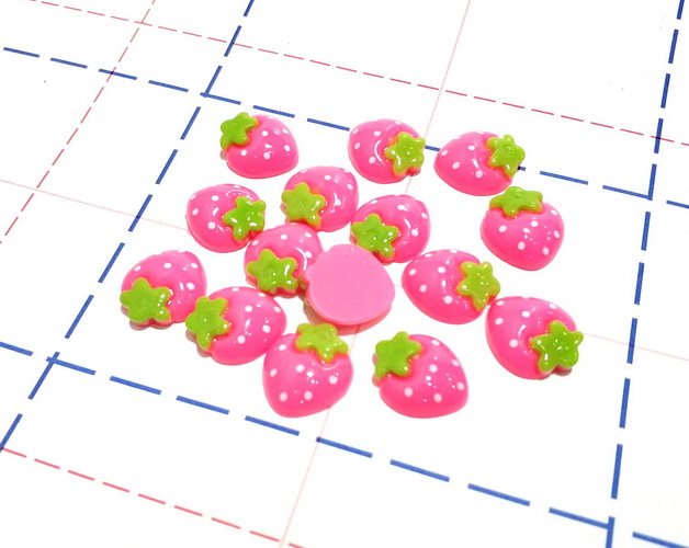 026 Кабошон Клубника 16*18мм ярко-розовый