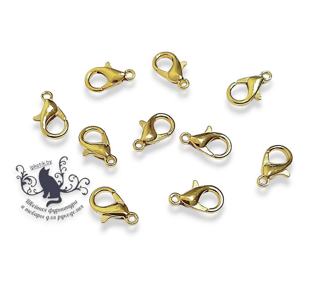 Замок для бус Карабин 12мм 10шт/уп Золото