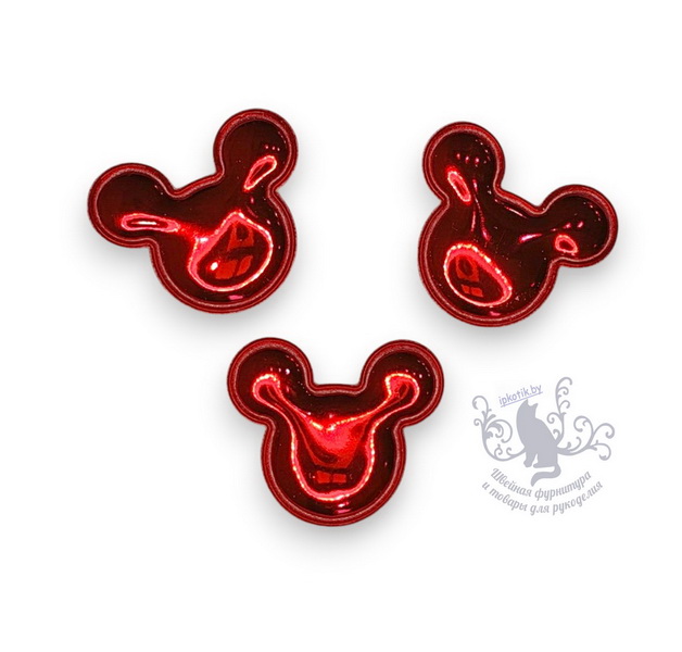 02 Микки 3Д Патч кожзам глянец 40*35 мм красный