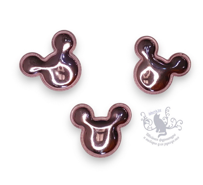 02 Микки 3Д Патч кожзам глянец 40*35 мм розовый