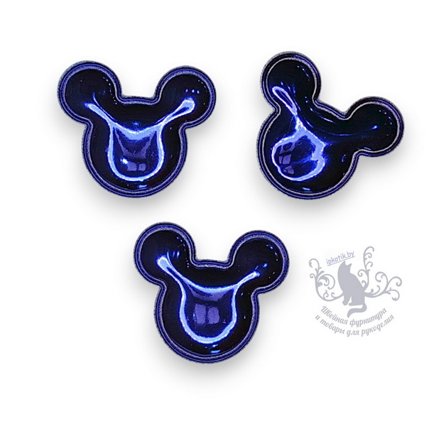 02 Микки 3Д Патч кожзам глянец 40*35 мм синий