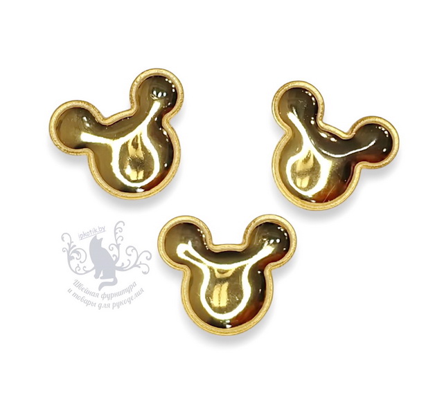 02 Микки 3Д Патч кожзам глянец 40*35 мм золото