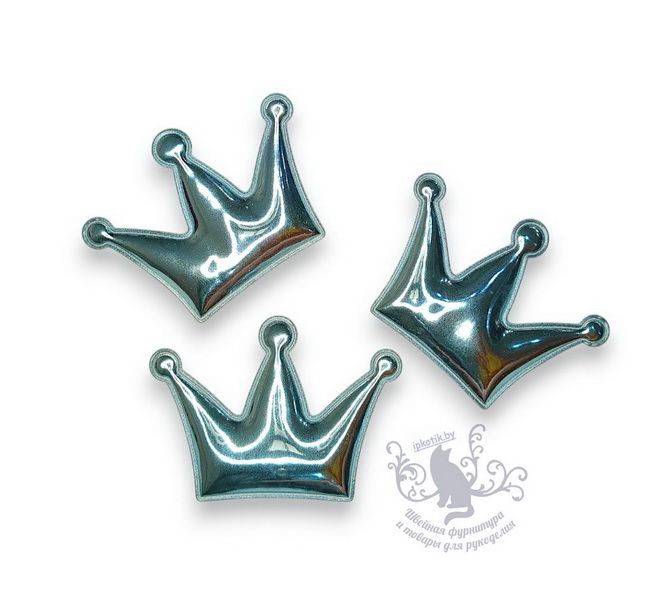 04 Корона 3Д Патч кожзам глянец 80*55 мм голубой