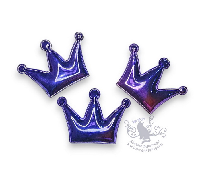 04 Корона 3Д Патч кожзам глянец 80*55 мм синий