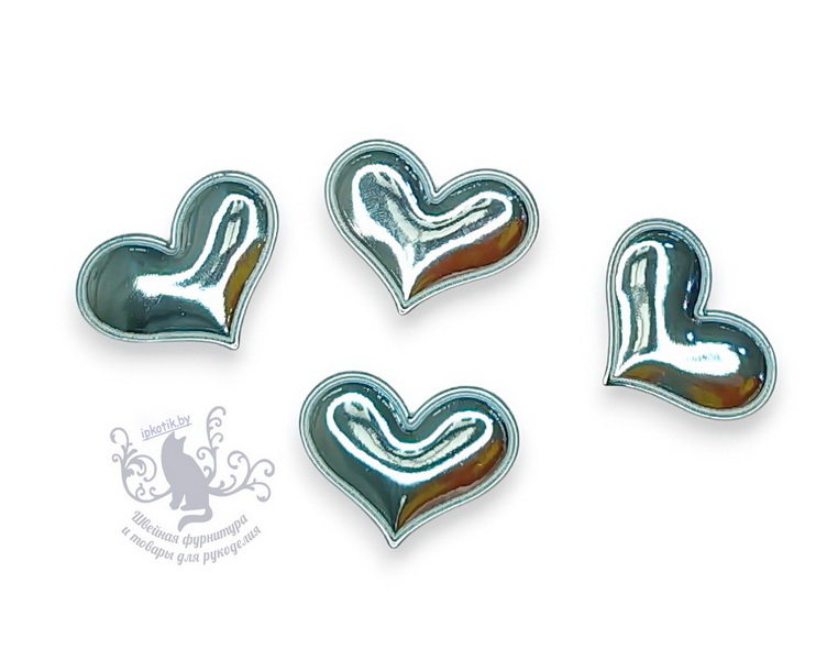 05 Сердце 3Д Патч кожзам глянец 36*30 мм голубой