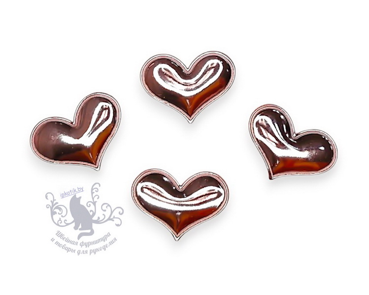 05 Сердце 3Д Патч кожзам глянец 36*30 мм розовый