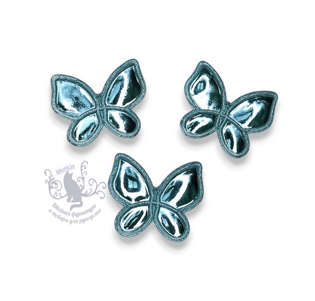 07 Бабочка Патч Кожзам Глянец 25*32 мм голубой