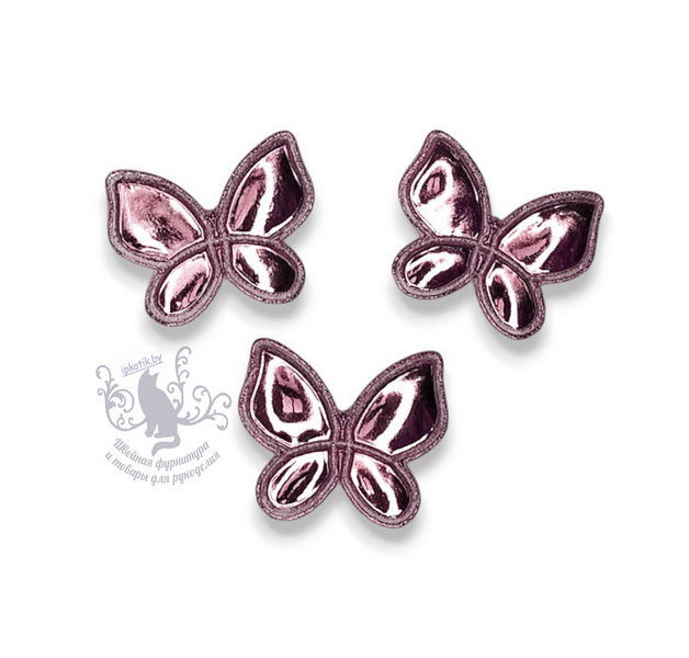 07 Бабочка Патч Кожзам Глянец 25*32 мм розовый