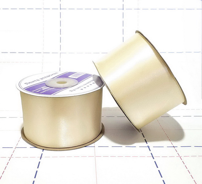 140 Лента атласная 50мм 27м (+-1м) оттенок кремового