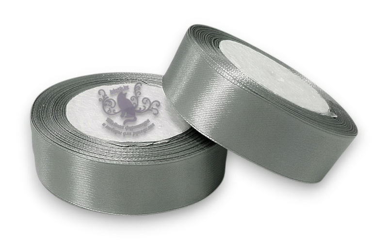 027 Лента атласная 25мм 23м (+-1м) оттенок серого