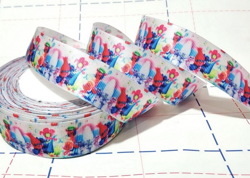 280 Лента атласная 25мм с рисунком 23м/боб (+-1м) Смурфики