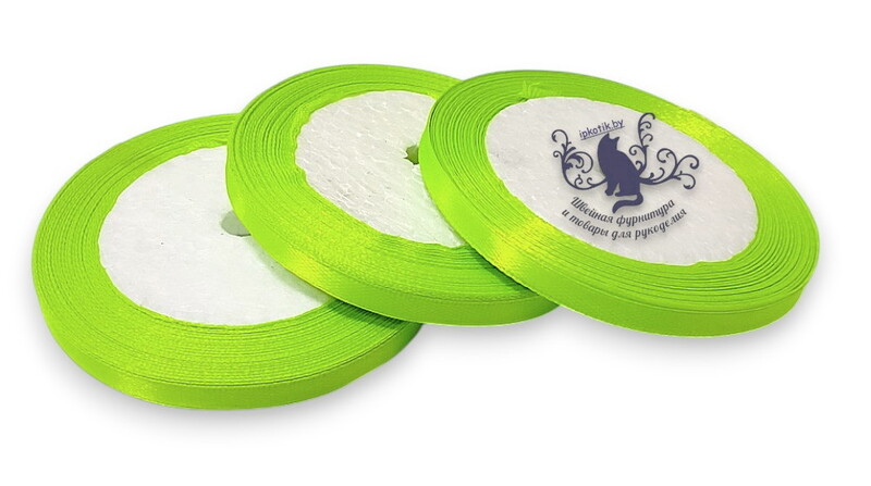 052 Лента атласная 6 мм 23м (+-1м) оттенок лайм неон