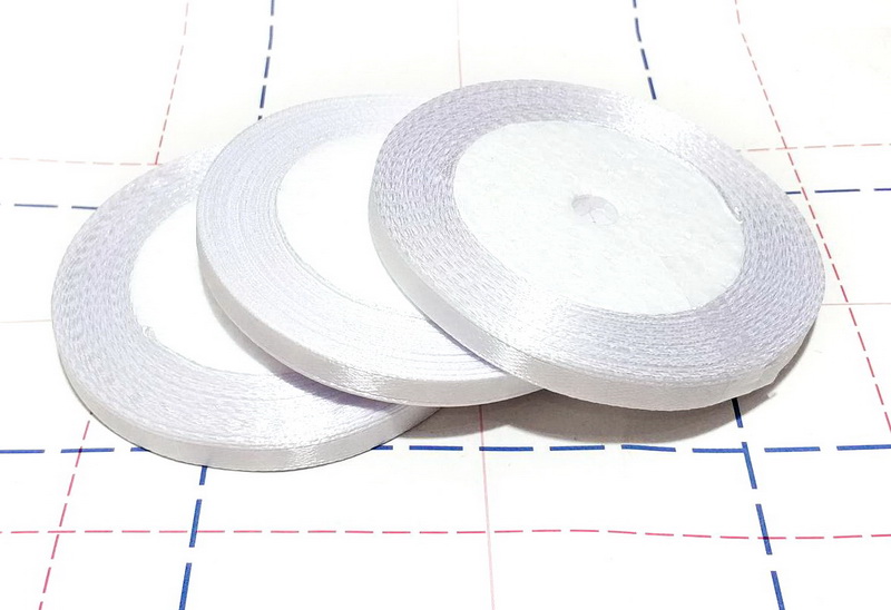 Лента атласная 6 мм 23м (+-1м) Белый