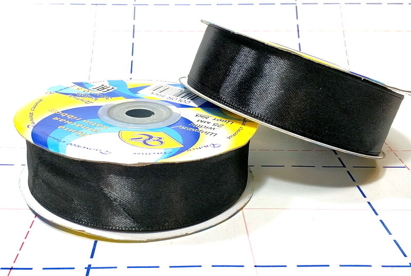 Лента атласная 25мм 33м (+-1м) Черный