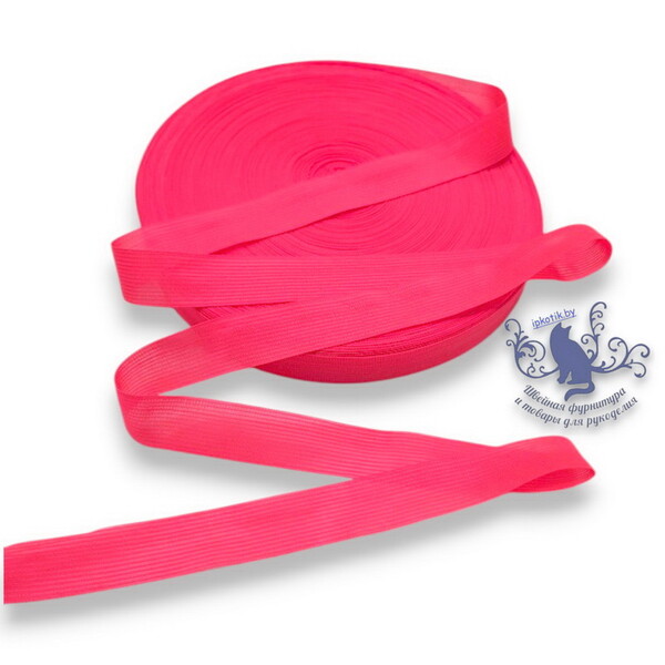 Тесьма 23мм вязаная окантовочная 100м/боб (+-2м) Розовый неон