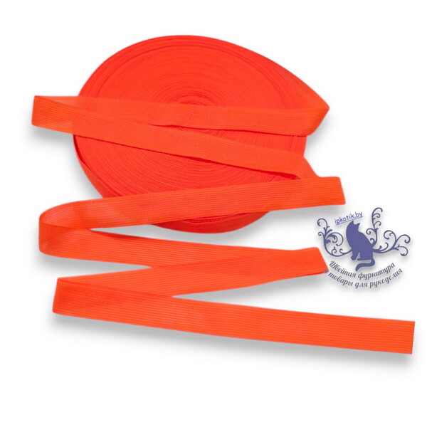 Тесьма 23мм вязаная окантовочная 100м/боб (+-2м) Оранжевый неон