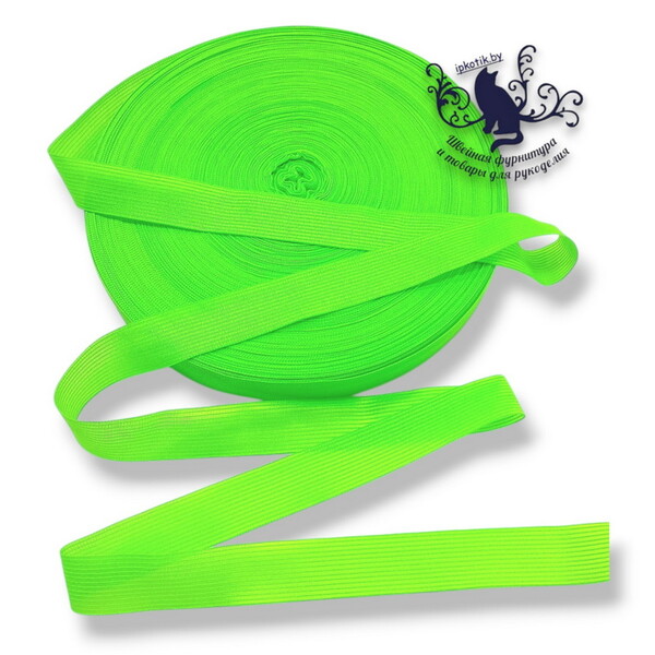 Тесьма 23мм вязаная окантовочная БОБИНА 100м/боб (+-2м) Лайм неон