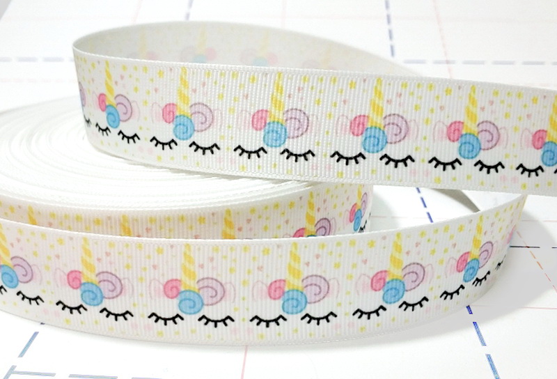 465 25мм Репсовая лента с рисунком 45м (+-1м) Единороги