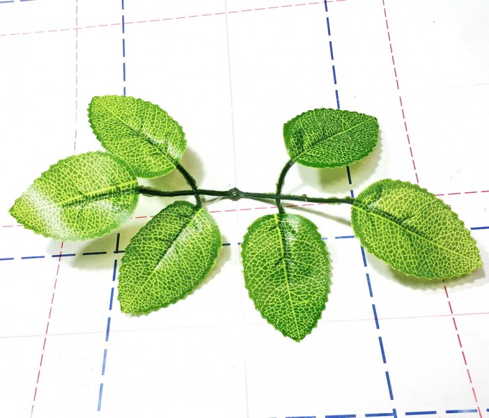 Листья тканевые текстурированные 6л. роза_зеленый