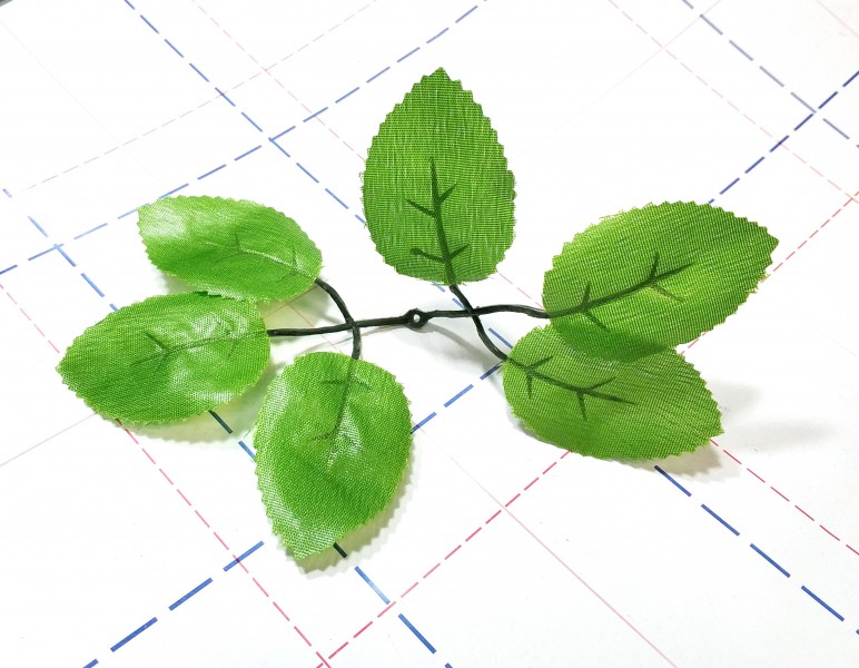 Листья тканевые текстурированные 6л. роза_ярко-зеленый
