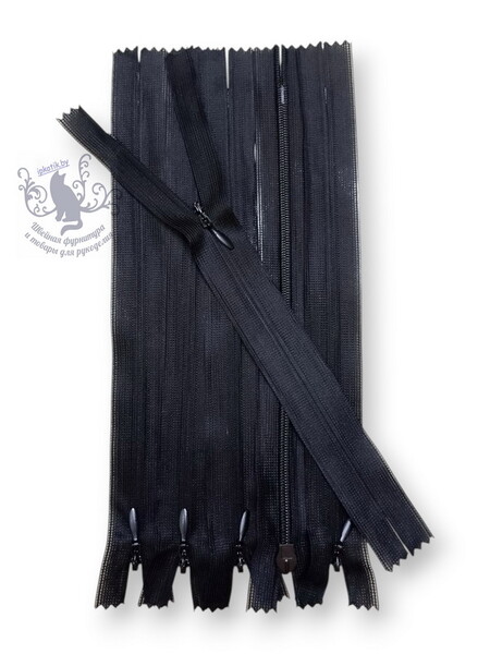02 Молния потайная 20 см Черная