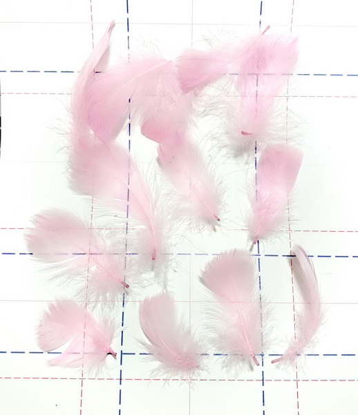 11 Перья декоративные однотон 6-12см (+-1см) нежно-розовый