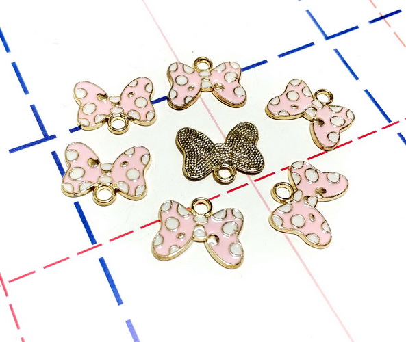 137 Подвеска 18*14 мм Бантик Золото/Розовый