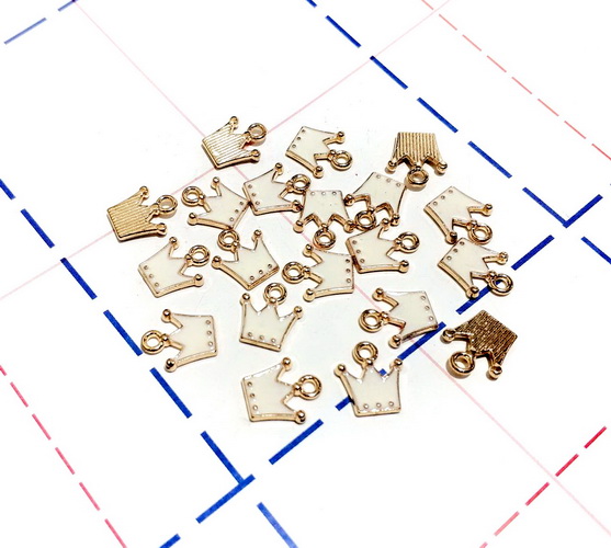 087 Подвеска 11*13мм Корона Золото/белый