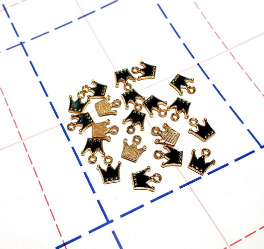 084 Подвеска 11*13мм Корона Золото/черный
