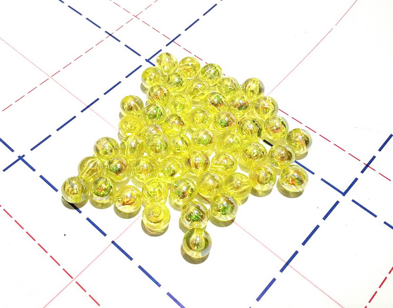 Бусы Радужные пластик 10мм 50шт/уп Желтый прозрачный