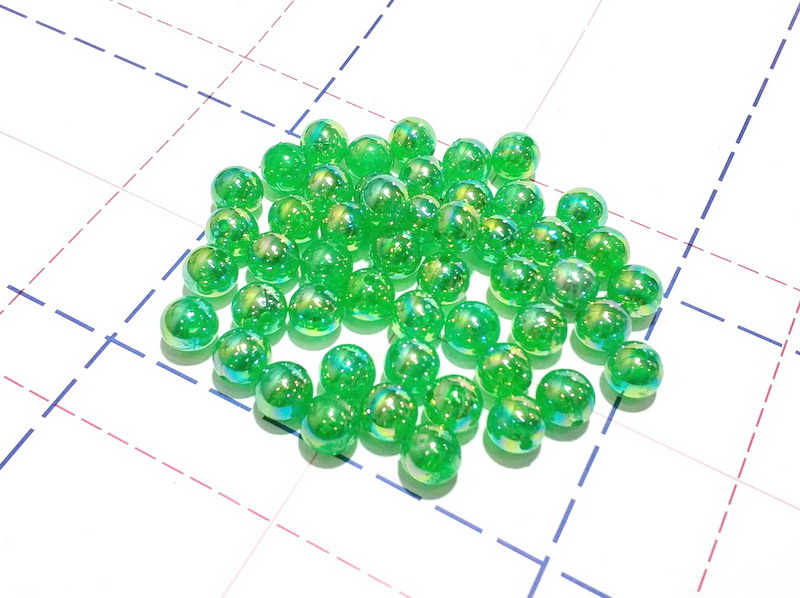 Бусы Радужные пластик 12мм УПАКОВКА 500гр (+-5) Зеленый прозрачный