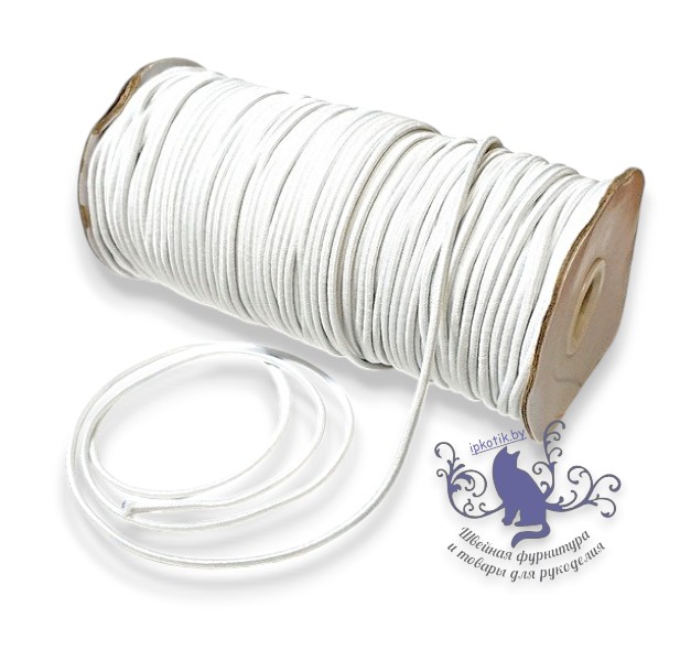 резинка шляпная 3,0мм УПАКОВКА 100м/боб (+-3м) Белый