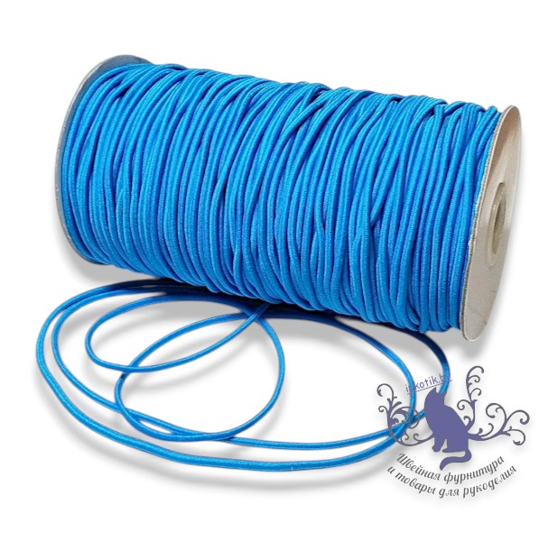 резинка шляпная 2,5мм УПАКОВКА 100м/боб (+-3м) Ярко-голубой