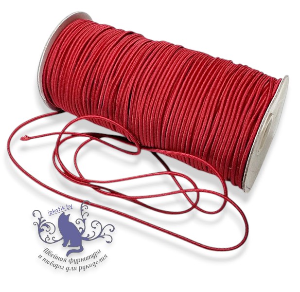 резинка шляпная 2,5мм УПАКОВКА 100м/боб (+-3м) Красный