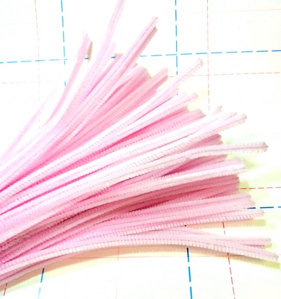 21 Светло-розовый Проволока с ворсом (синель/шенил) 0,6*30 см Однотон