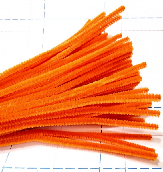 25 Темно-оранжевый Проволока с ворсом (синель/шенил) 0,6*30 см Однотон