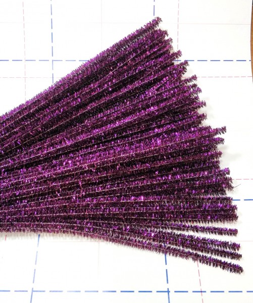12 Проволока с ворсом (синель/шенил) 0,6*30 см 10шт/уп Металлик Фиолетовый 