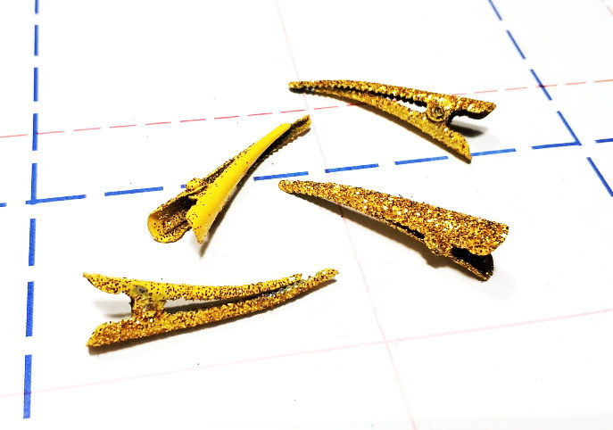 Заготовка для заколки Крокодил-блестки 40 мм золото